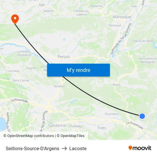 Seillons-Source-D'Argens to Lacoste map