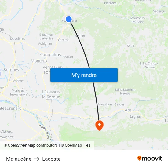 Malaucène to Lacoste map