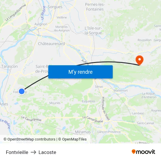 Fontvieille to Lacoste map