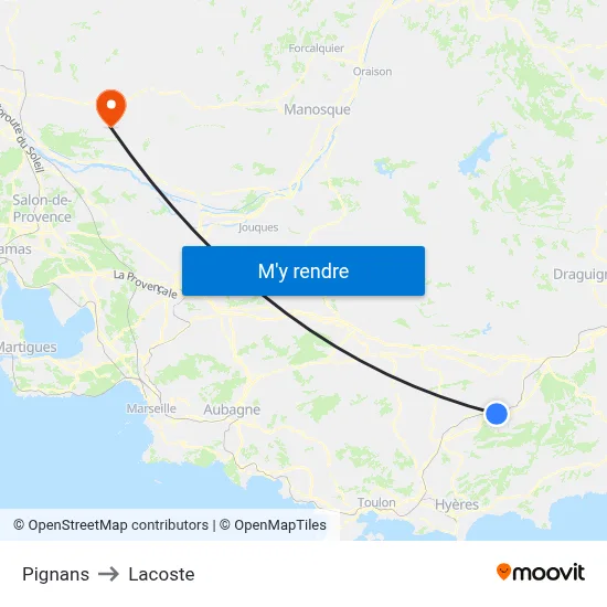 Pignans to Lacoste map