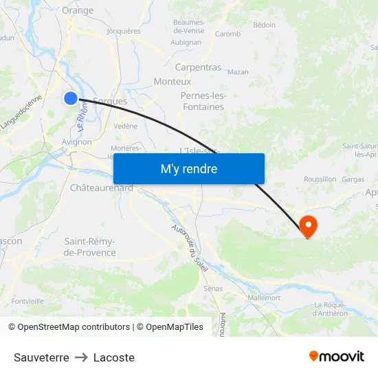 Sauveterre to Lacoste map