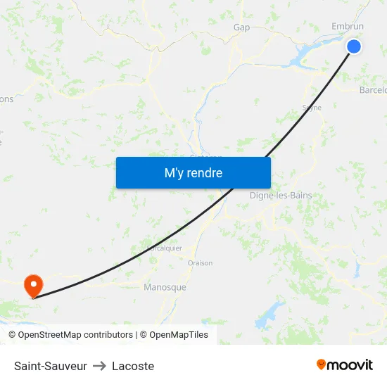 Saint-Sauveur to Lacoste map