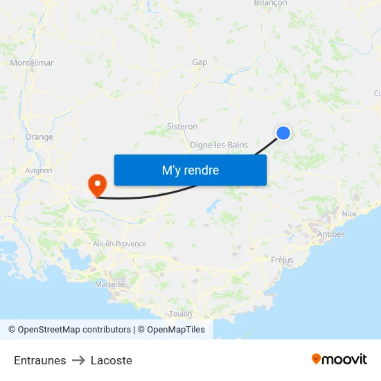 Entraunes to Lacoste map