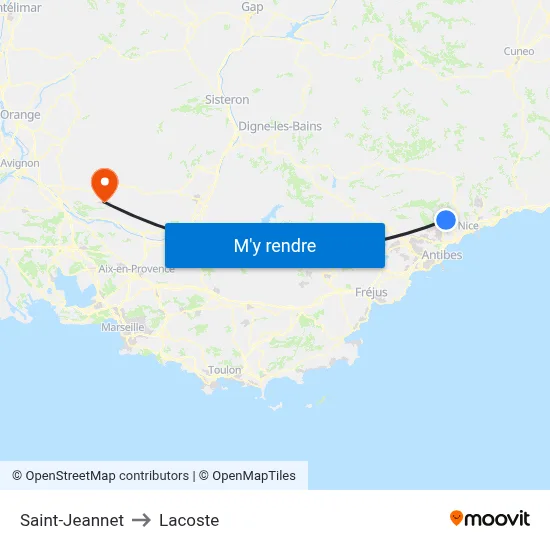 Saint-Jeannet to Lacoste map