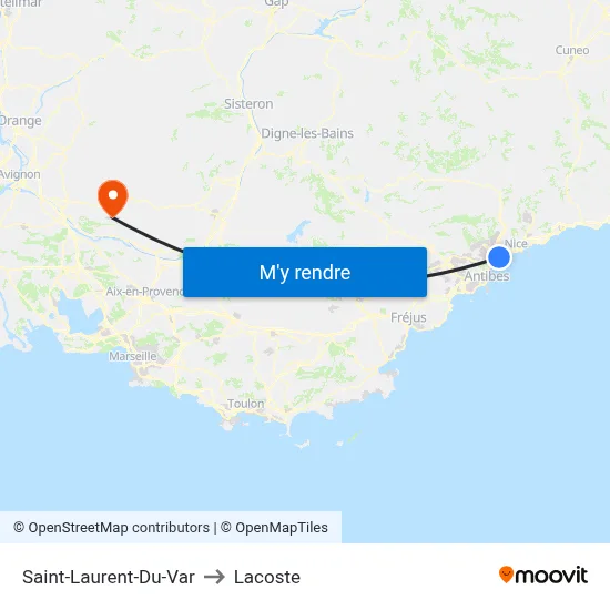 Saint-Laurent-Du-Var to Lacoste map