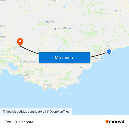Èze to Lacoste map