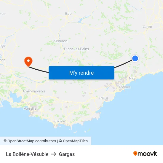 La Bollène-Vésubie to Gargas map