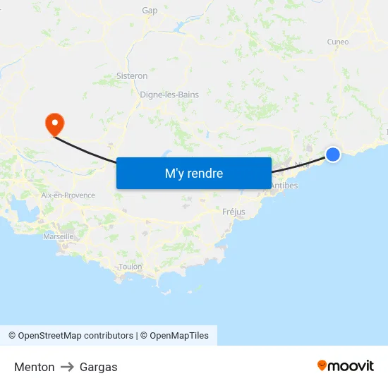 Menton to Gargas map