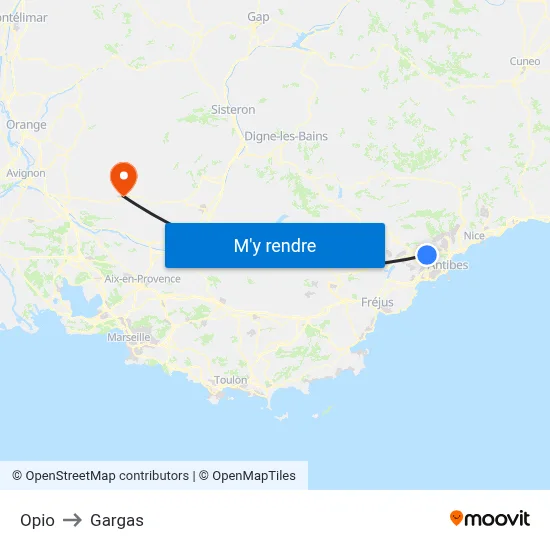 Opio to Gargas map