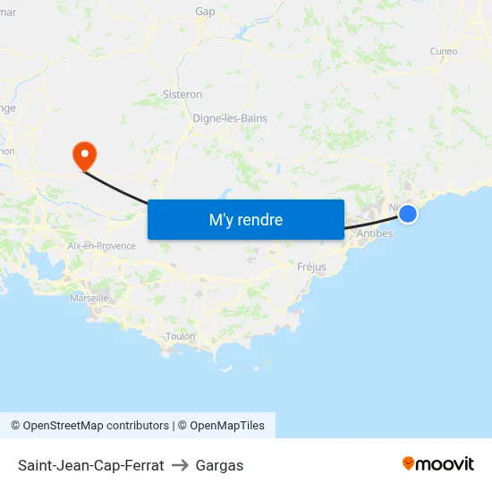 Saint-Jean-Cap-Ferrat to Gargas map