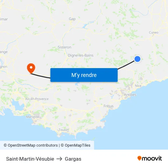 Saint-Martin-Vésubie to Gargas map
