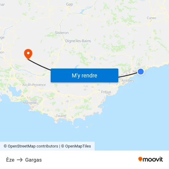 Èze to Gargas map