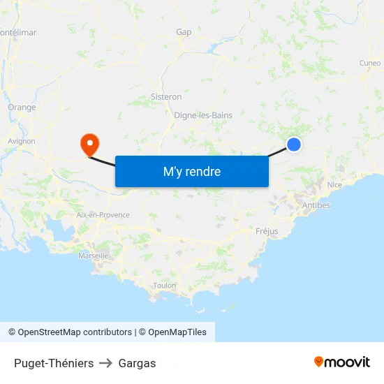Puget-Théniers to Gargas map
