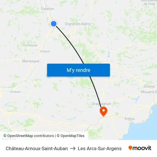 Château-Arnoux-Saint-Auban to Les Arcs-Sur-Argens map
