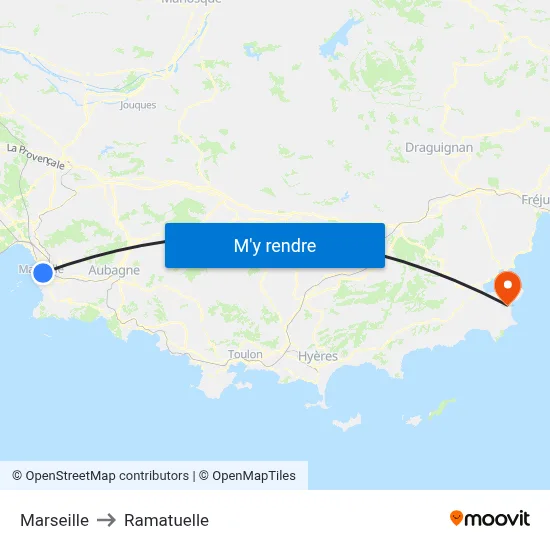 Marseille to Ramatuelle map