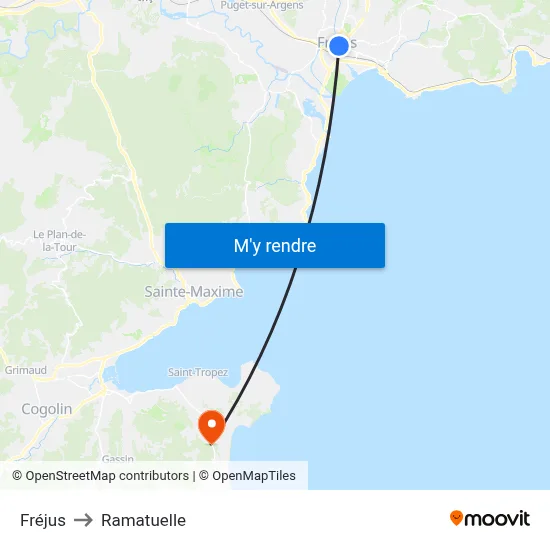 Fréjus to Ramatuelle map