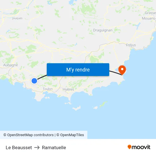 Le Beausset to Ramatuelle map