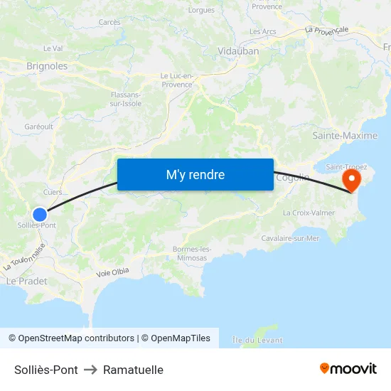 Solliès-Pont to Ramatuelle map