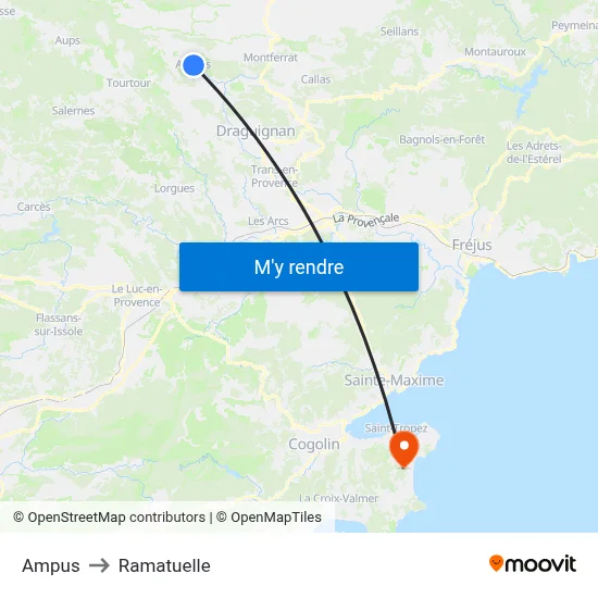 Ampus to Ramatuelle map