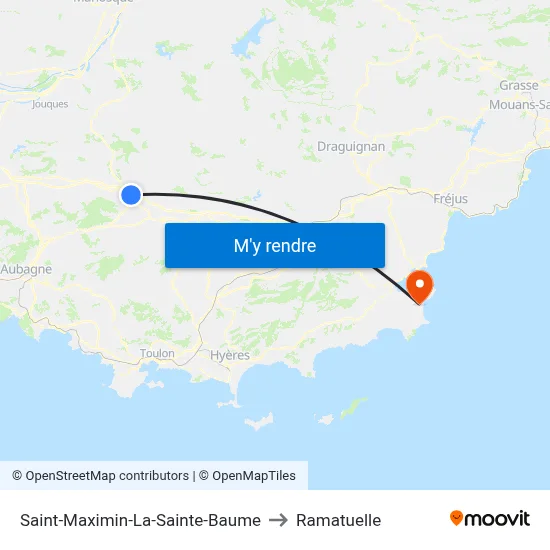 Saint-Maximin-La-Sainte-Baume to Ramatuelle map