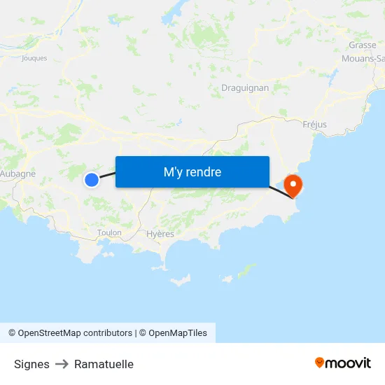 Signes to Ramatuelle map