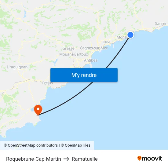 Roquebrune-Cap-Martin to Ramatuelle map