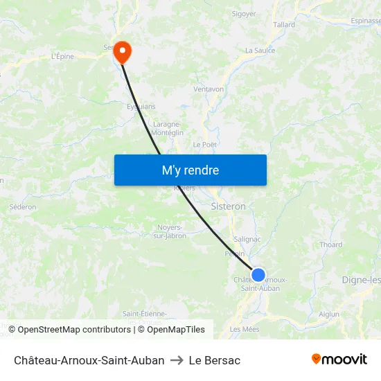 Château-Arnoux-Saint-Auban to Le Bersac map