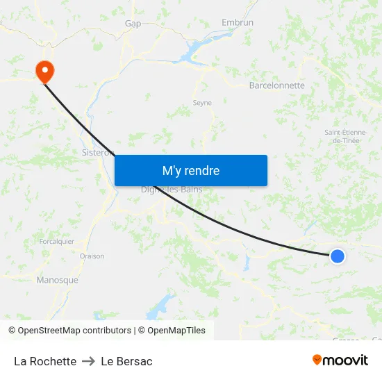 La Rochette to Le Bersac map