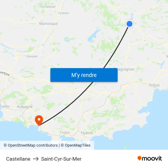 Castellane to Saint-Cyr-Sur-Mer map