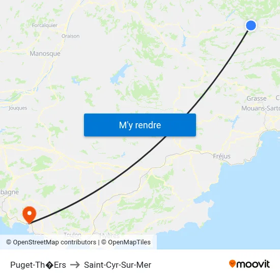Puget-Th�Ers to Saint-Cyr-Sur-Mer map