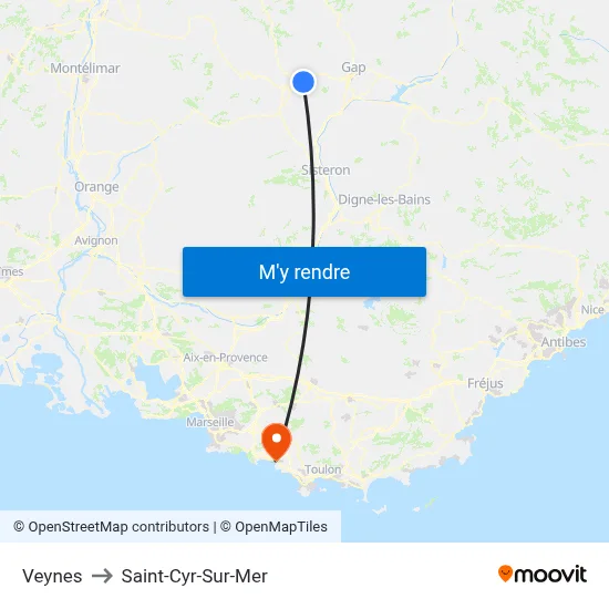 Veynes to Saint-Cyr-Sur-Mer map