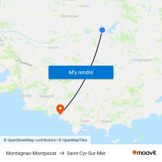 Montagnac-Montpezat to Saint-Cyr-Sur-Mer map