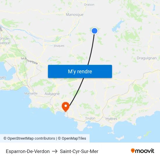 Esparron-De-Verdon to Saint-Cyr-Sur-Mer map