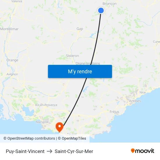 Puy-Saint-Vincent to Saint-Cyr-Sur-Mer map