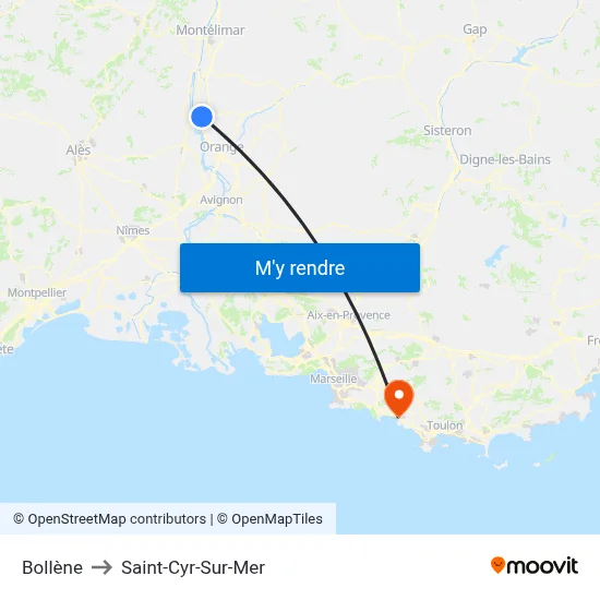 Bollène to Saint-Cyr-Sur-Mer map