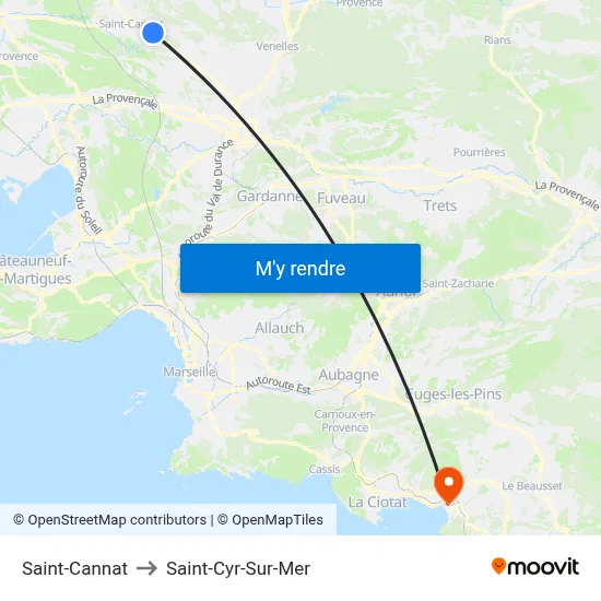 Saint-Cannat to Saint-Cyr-Sur-Mer map