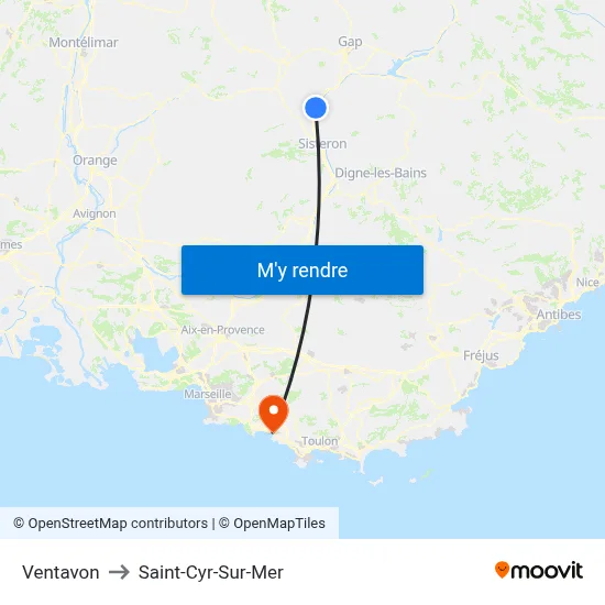 Ventavon to Saint-Cyr-Sur-Mer map