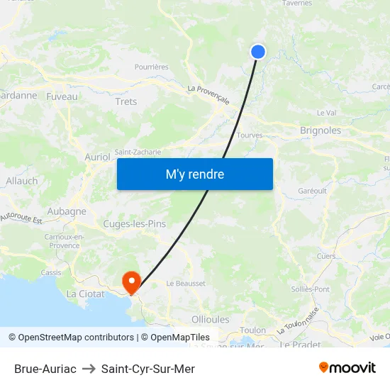 Brue-Auriac to Saint-Cyr-Sur-Mer map