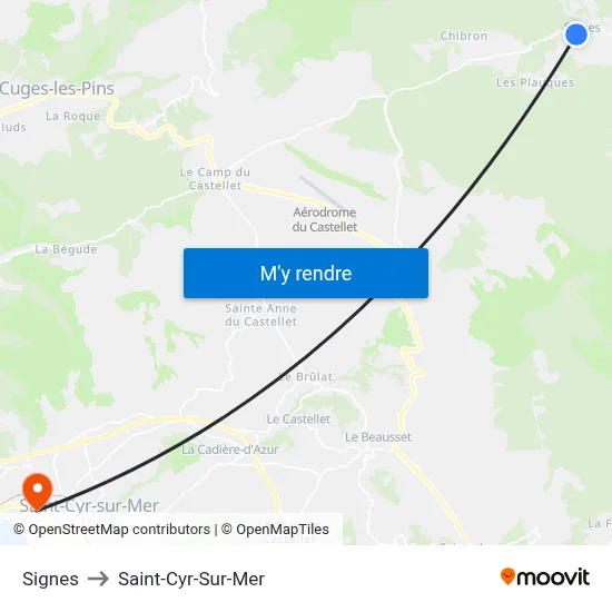 Signes to Saint-Cyr-Sur-Mer map