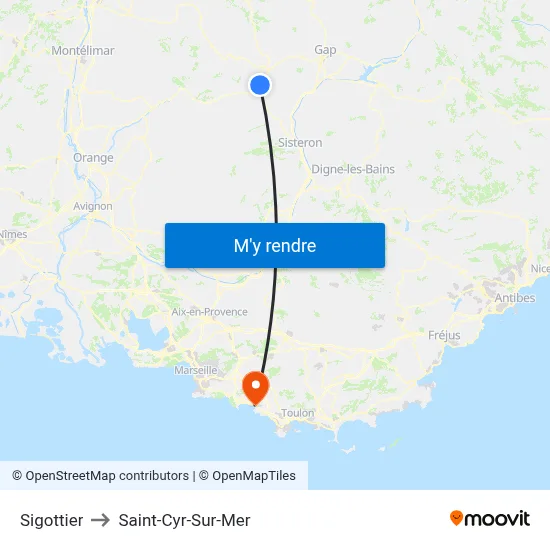 Sigottier to Saint-Cyr-Sur-Mer map