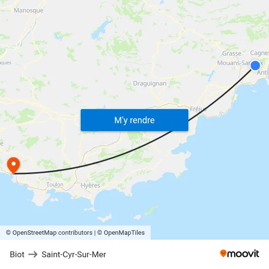 Biot to Saint-Cyr-Sur-Mer map