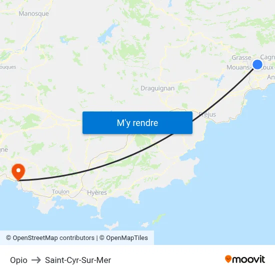 Opio to Saint-Cyr-Sur-Mer map