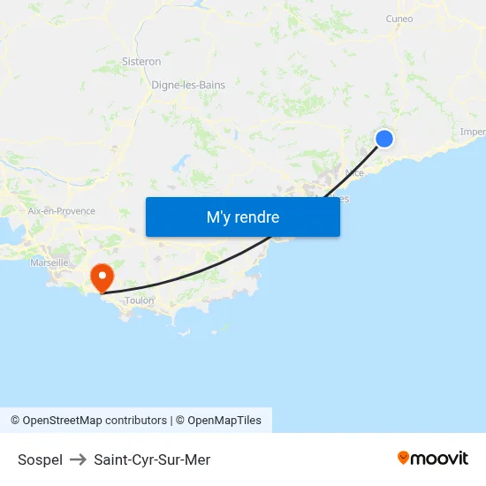 Sospel to Saint-Cyr-Sur-Mer map