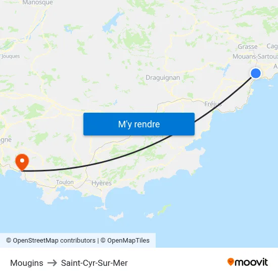 Mougins to Saint-Cyr-Sur-Mer map