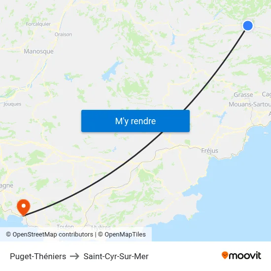 Puget-Théniers to Saint-Cyr-Sur-Mer map