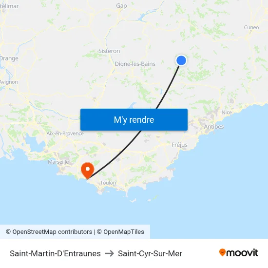 Saint-Martin-D'Entraunes to Saint-Cyr-Sur-Mer map