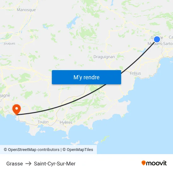 Grasse to Saint-Cyr-Sur-Mer map