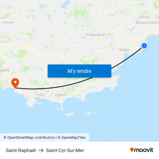 Saint-Raphaël to Saint-Cyr-Sur-Mer map