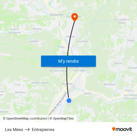Les Mées to Entrepierres map