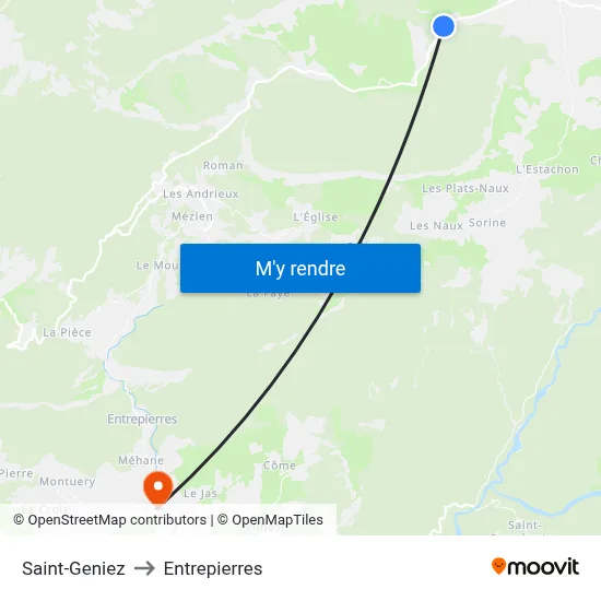 Saint-Geniez to Entrepierres map